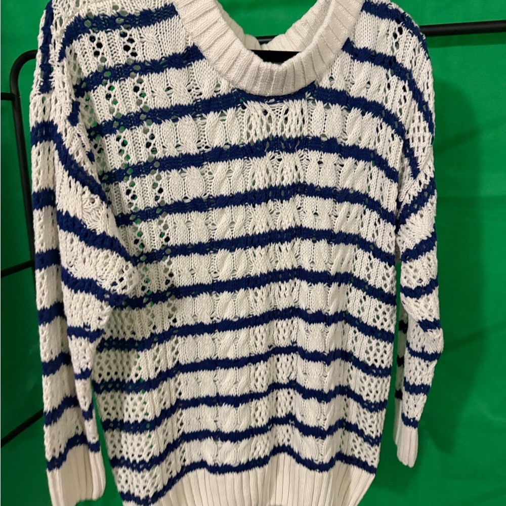 Sonoma Blue and White Striped Sweater